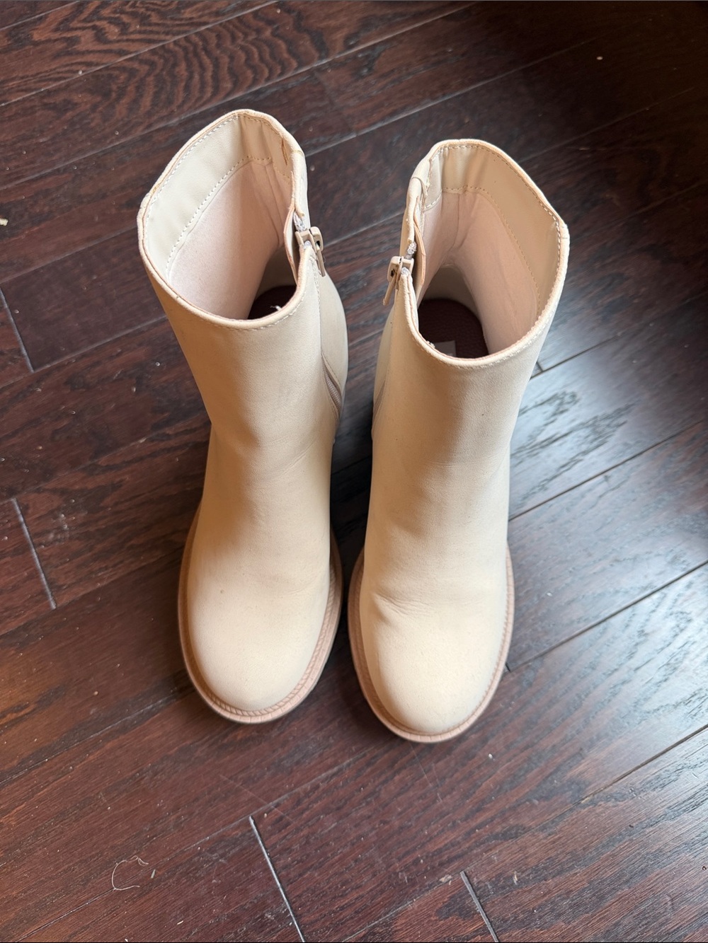 MIA Beige Block Heel Ankle Boots with Side Zip SIZE 7.5 - Picture 3 of 4